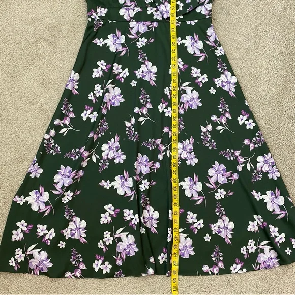 Alexia Admor Satin Mock Neck Midi Dress Green Floral 12 - Picture 12 of 12